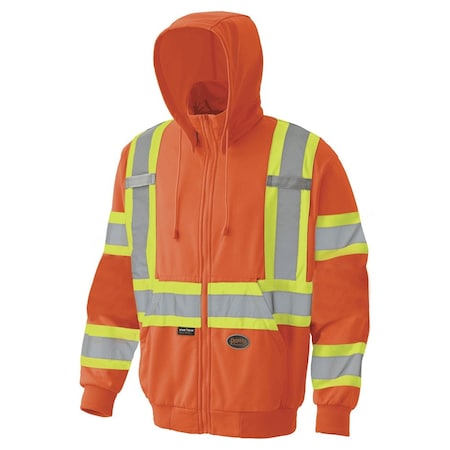 Pioneer Fleece Safety Hoodie, Hi-Vis Orange, XL, Micro Fleece, High Visibility Orange, Xl V1060550U-XL